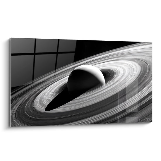 Saturn wall art cosmic rings black white space art modern decoration