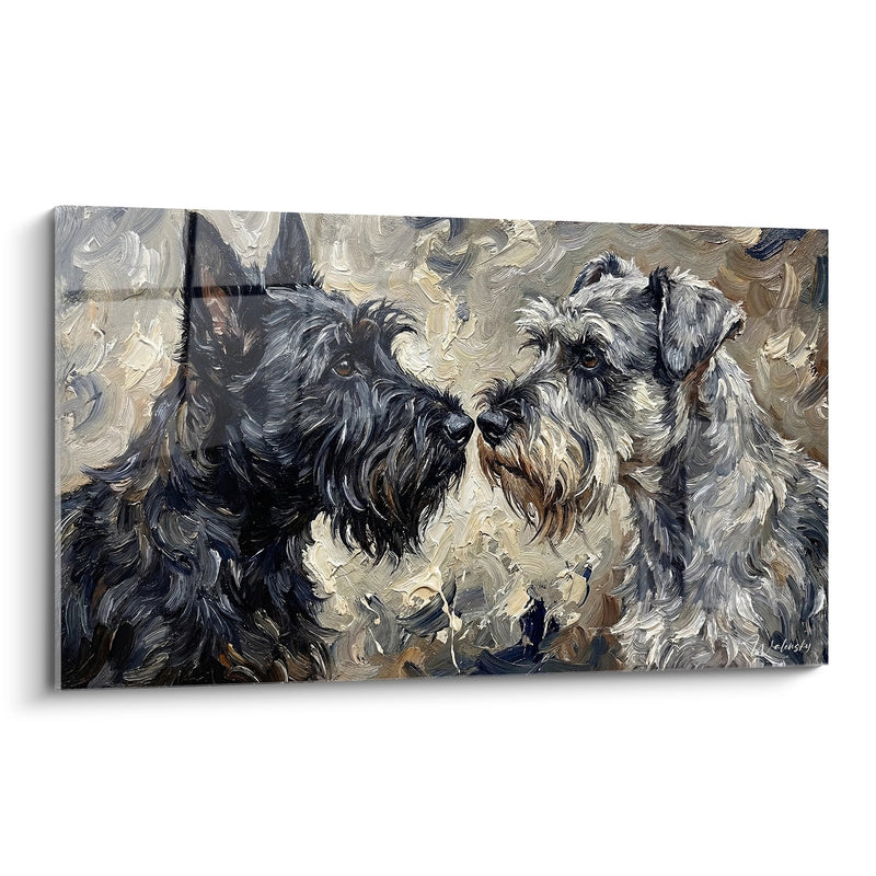 Quadro Duo di Scottish Terrier Grigio e Bianco - Compagni Fedeli - Edizione Scottish Terrier