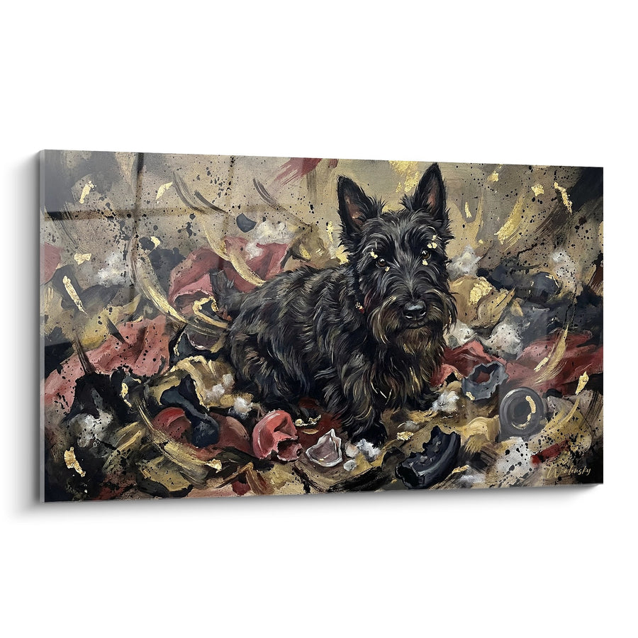 Black Scottish Terrier in Colorful Explosion Wall Art - Artistic Whirlwind - Scottish Terrier Edition