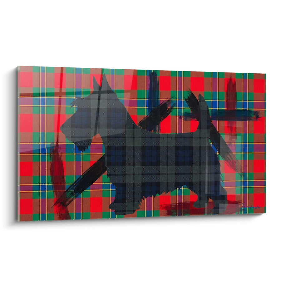 Tableau Silhouette Terrier sur Tartan Écossais - Art Contemporain - Edition Scottish Terrier