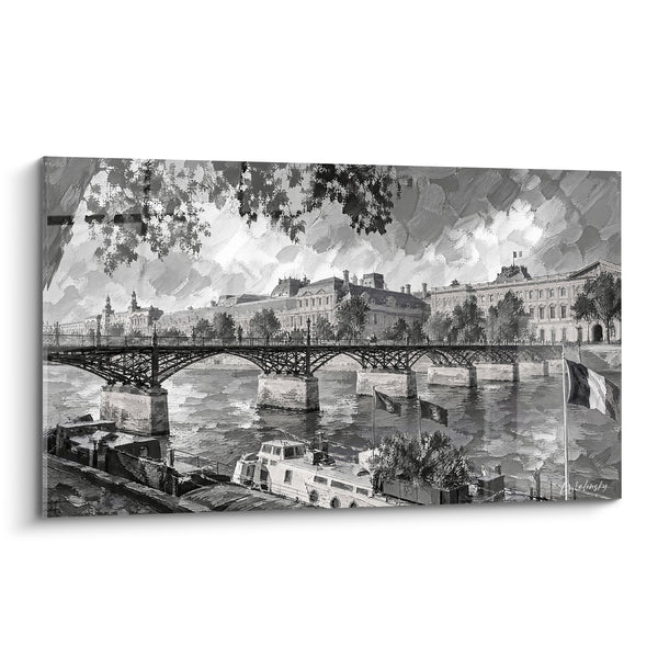Tableau Pont des Arts noir et blanc - Flânerie le long du fleuve - Edition Seine  Île-de-France  France