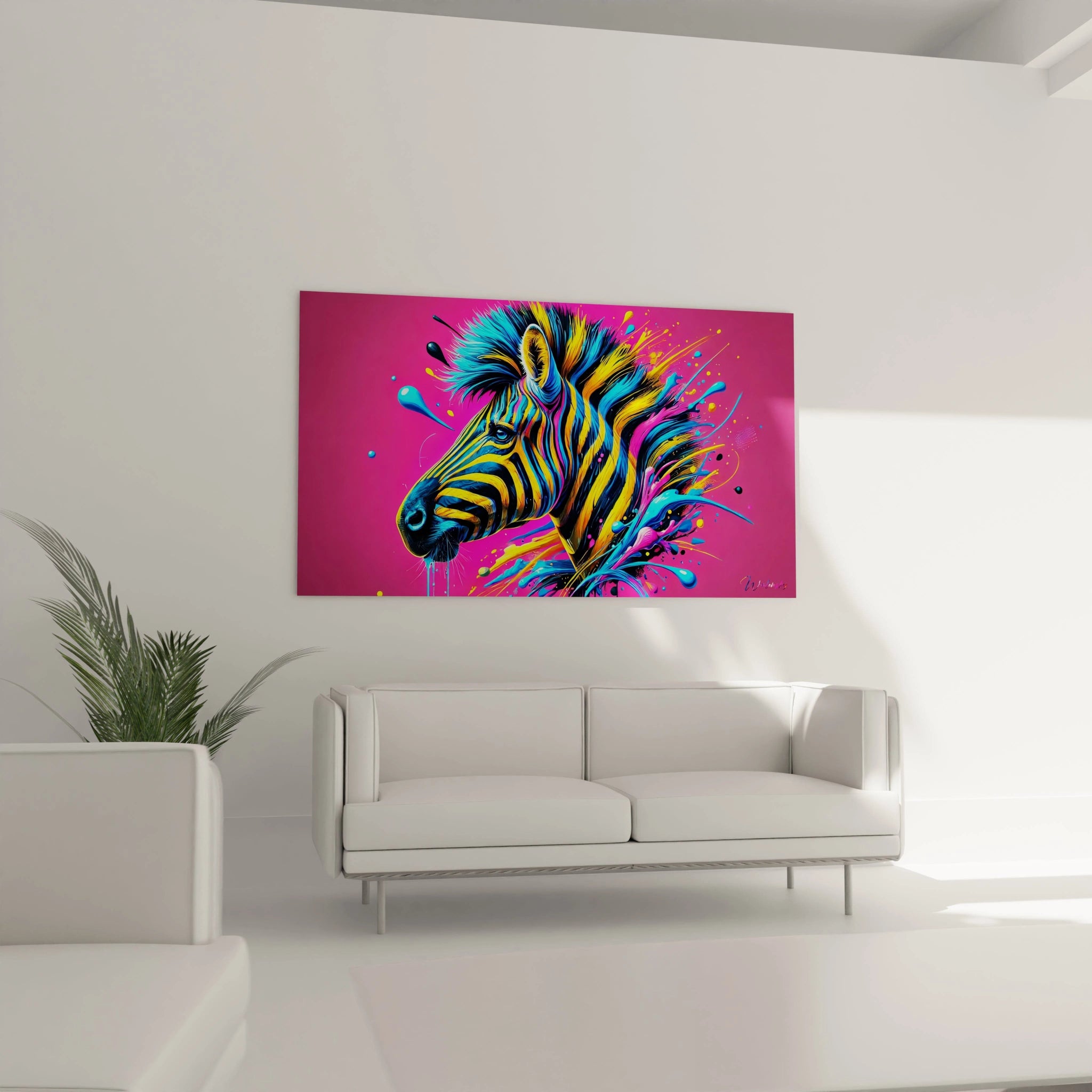 Ce tableau zebre illumine votre salon avec son explosion de couleurs pop art. Accroche au-dessus du canapé, il apporte une touche de dynamisme et de modernite qui transforme votre espace de vie.

