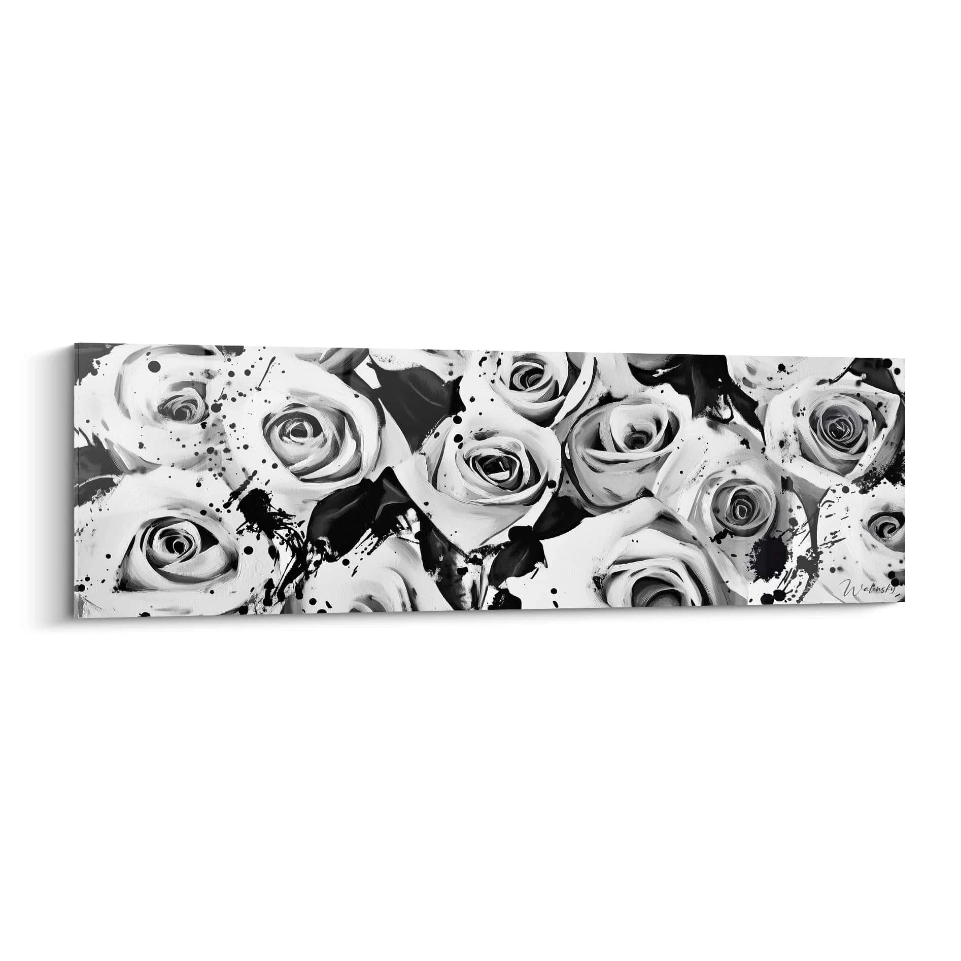 Tableau tacheté noir et blanc de roses délicates pour une décoration moderne
