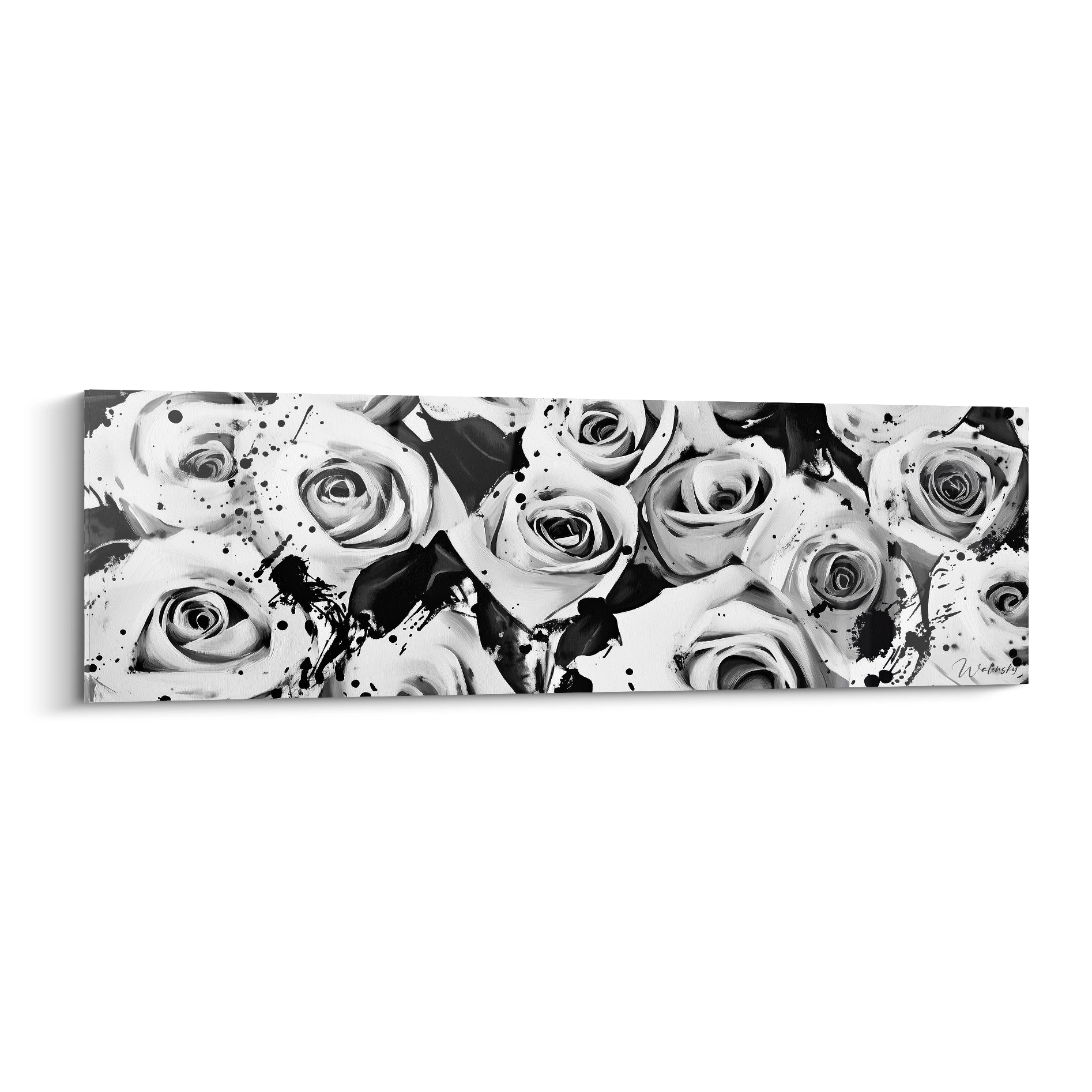 Tableau tacheté noir et blanc de roses délicates pour une décoration moderne
