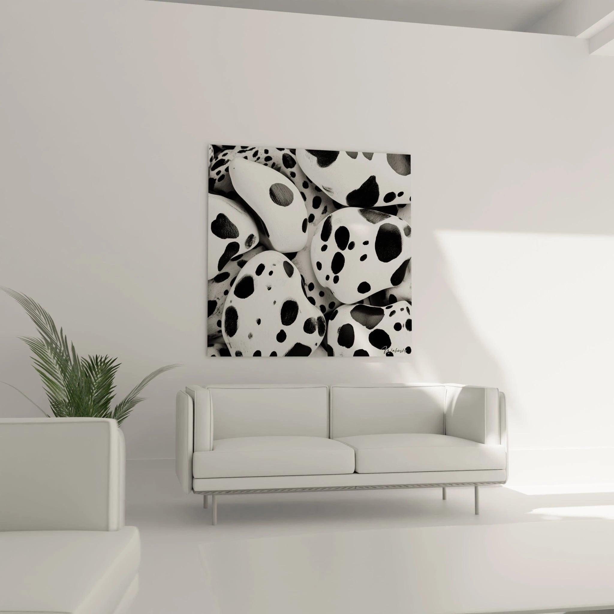 Tableau tacheté noir et blanc de Walensky pour un décor moderne et élégant