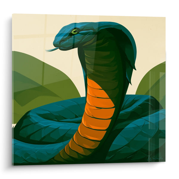 Tableau Cobra bleu et orange dressé - Alerte instantanée - Edition Serpent