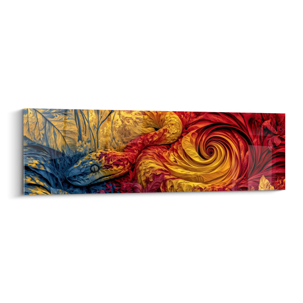 Tableau Serpent à tête bleue et spirale ardente - Métamorphose ardente - Edition Serpent