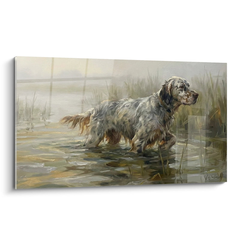 Quadro Cane nelle Paludi Nebbiose - Contemplazione Acquatica - Edizione Setter Inglese