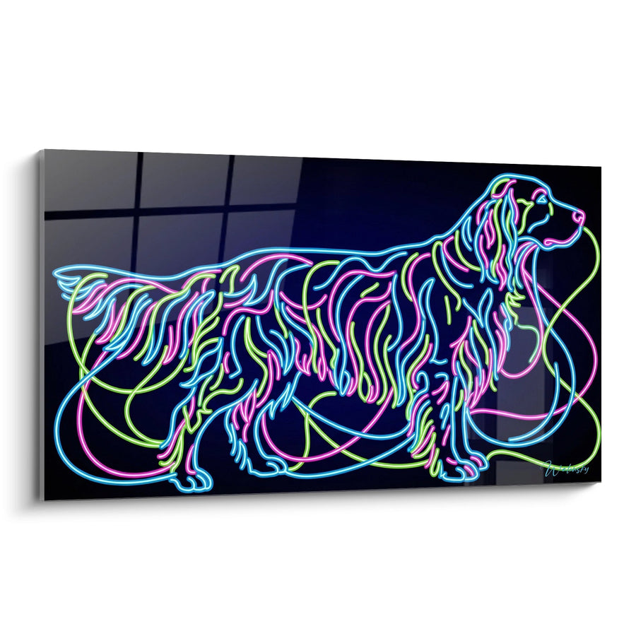 English Setter Dog Neon Multicolor Lines Wall Art - Luminous Radiance - English Setter Edition