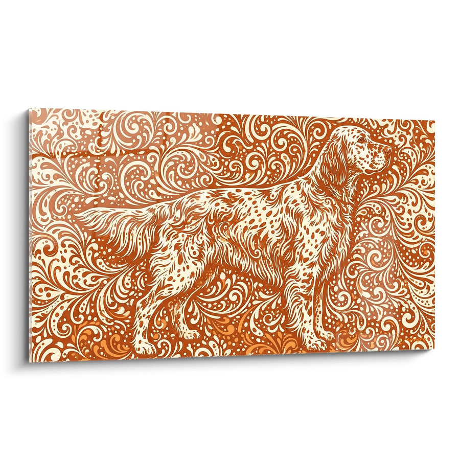 Tableau Setter Anglais Ornements Dorés - Élégance Baroque - Edition Setter Anglais