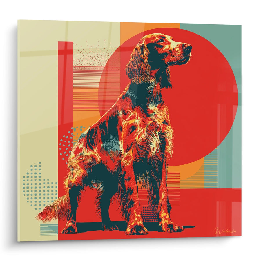 Irish Setter Graphic Wall Art with Red and Orange Tones - Geometric Composition - Irish Setter Edition