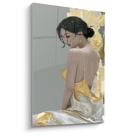 Tableau Femme dos nu robe dorée - Grâce silencieuse - Edition sexy