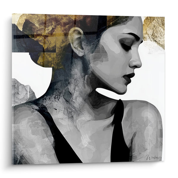 Tableau Femme profil noir et doré - Silence doré - Edition sexy