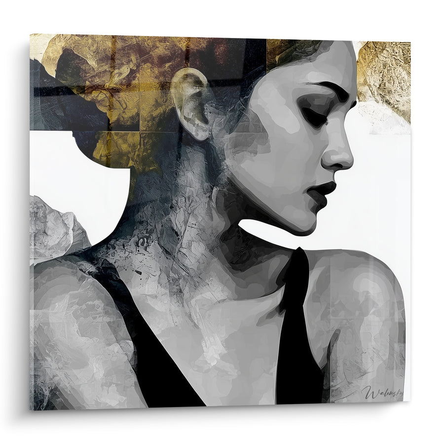 Tableau Femme profil noir et doré - Silence doré - Edition sexy