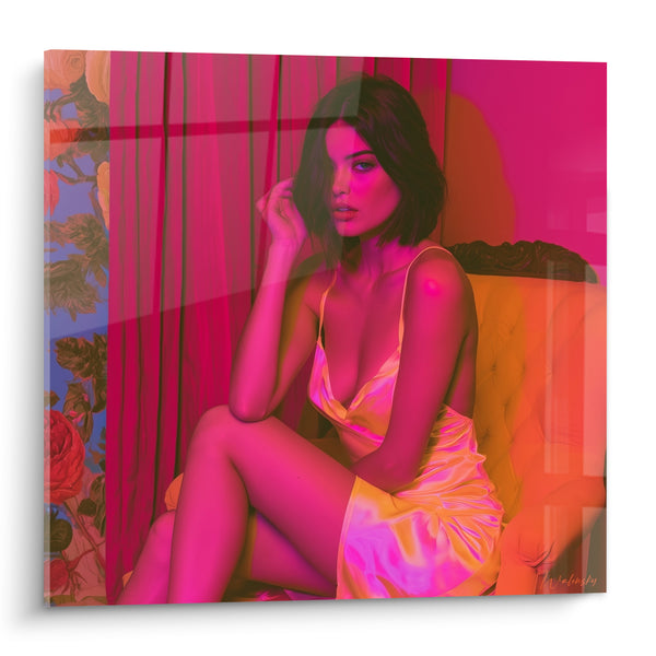Pink and Orange Woman in a Satin Slip - Nocturnal Confidence - Sexy Edition