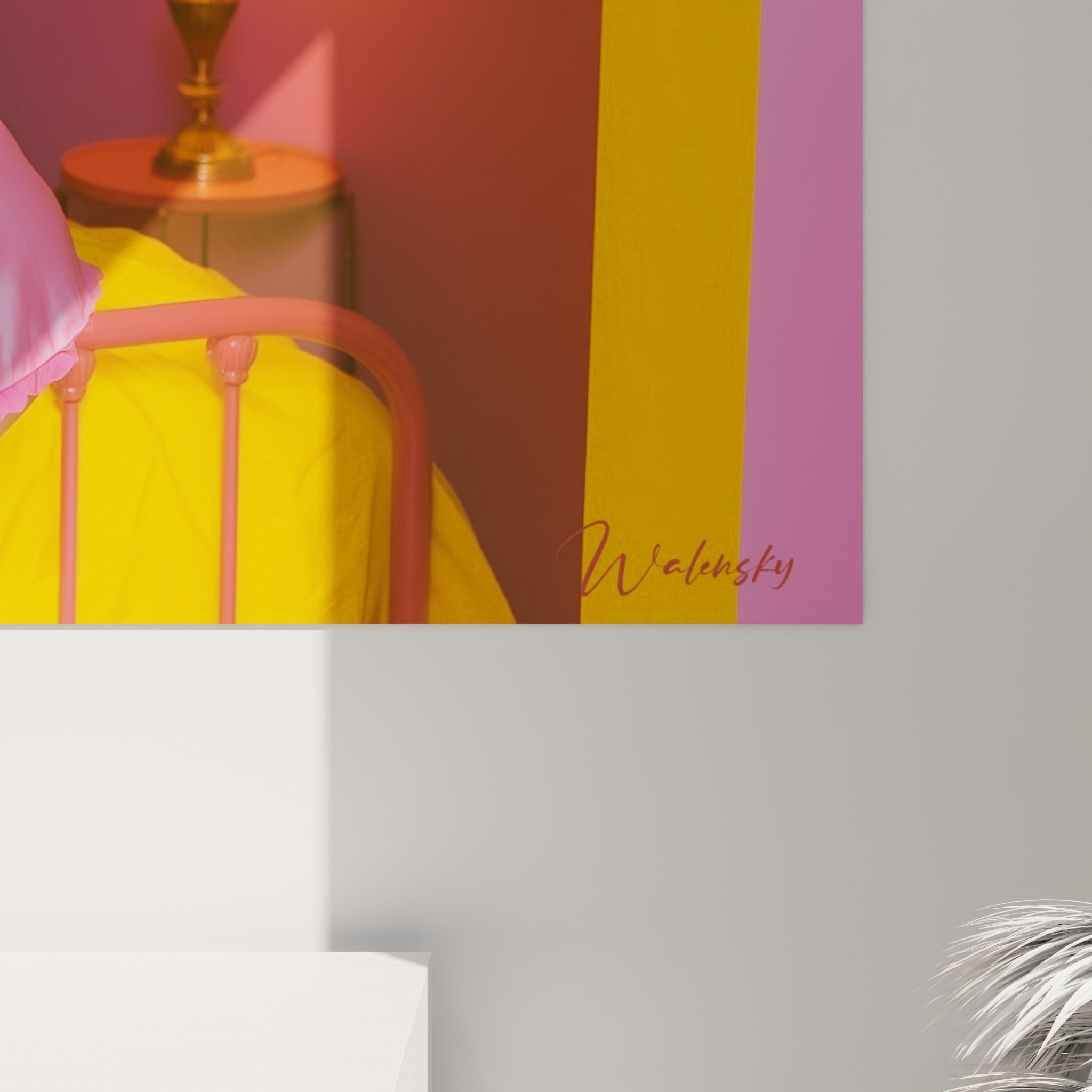Empâtements colorés révèlent le grain satiné rose et les nuances orangées de la lumière ambiante