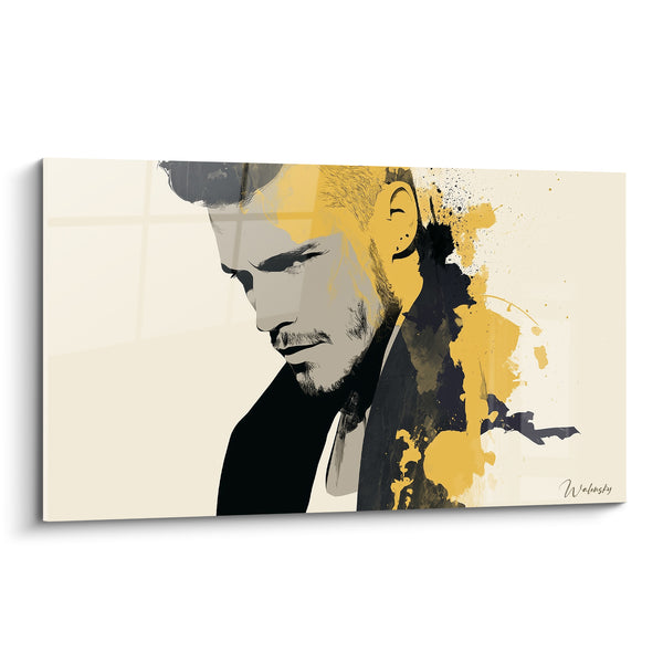 Tableau Portrait homme profil doré et noir - Songe silencieux - Edition sexy