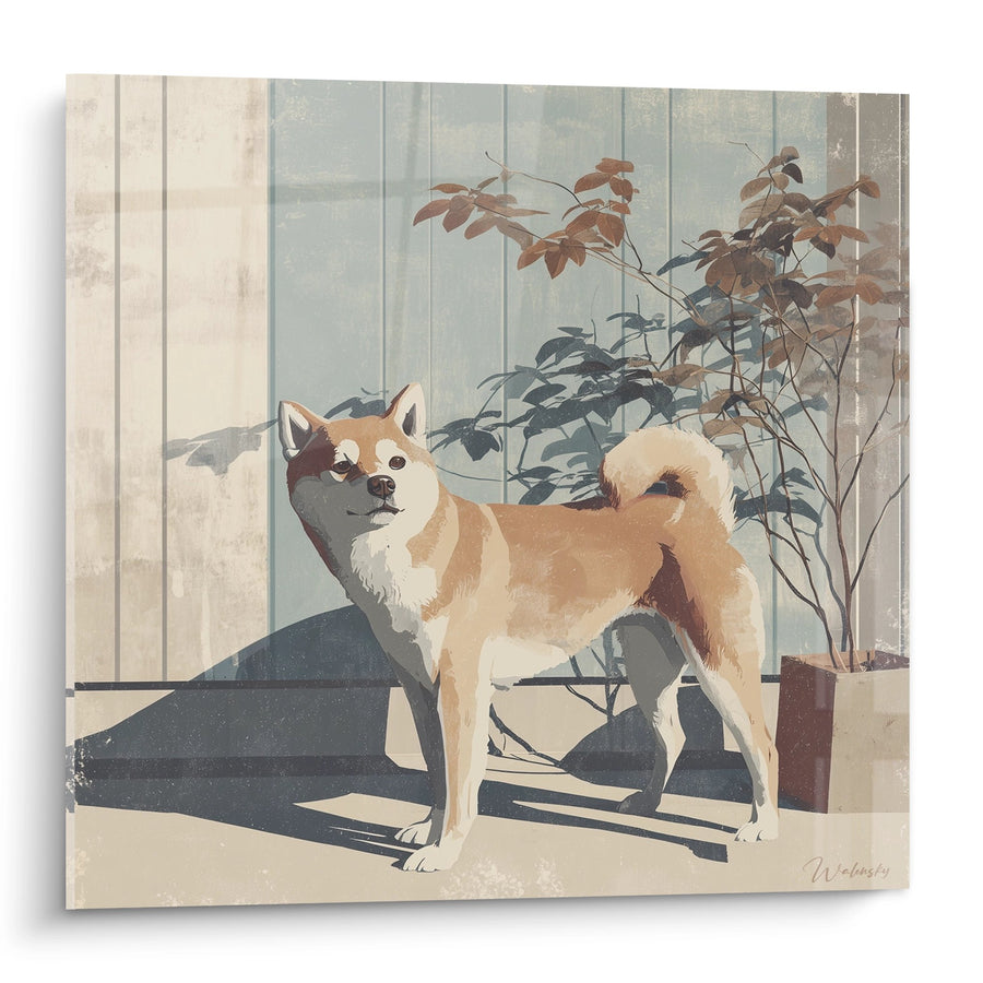 Tableau Chien Fauve Près d'une Fenêtre - Tranquillité d'Automne - Edition Shiba Inu