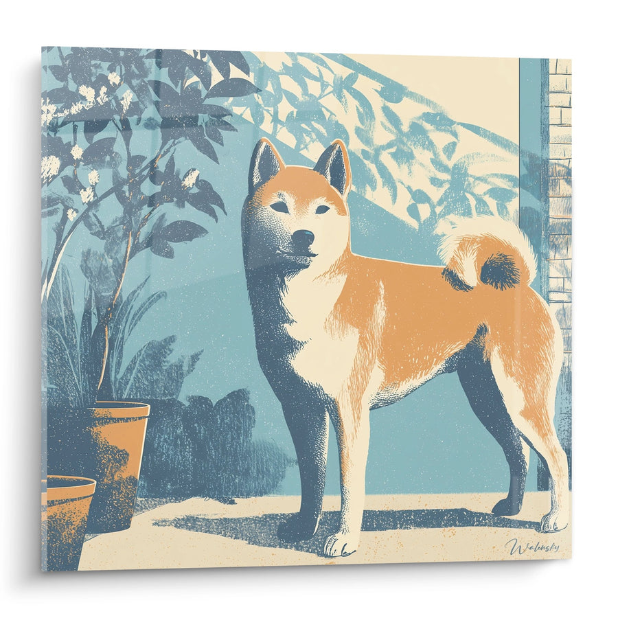 Tableau Shiba Inu Roux dans un Jardin Japonais - Sérénité Orientale - Edition Shiba Inu