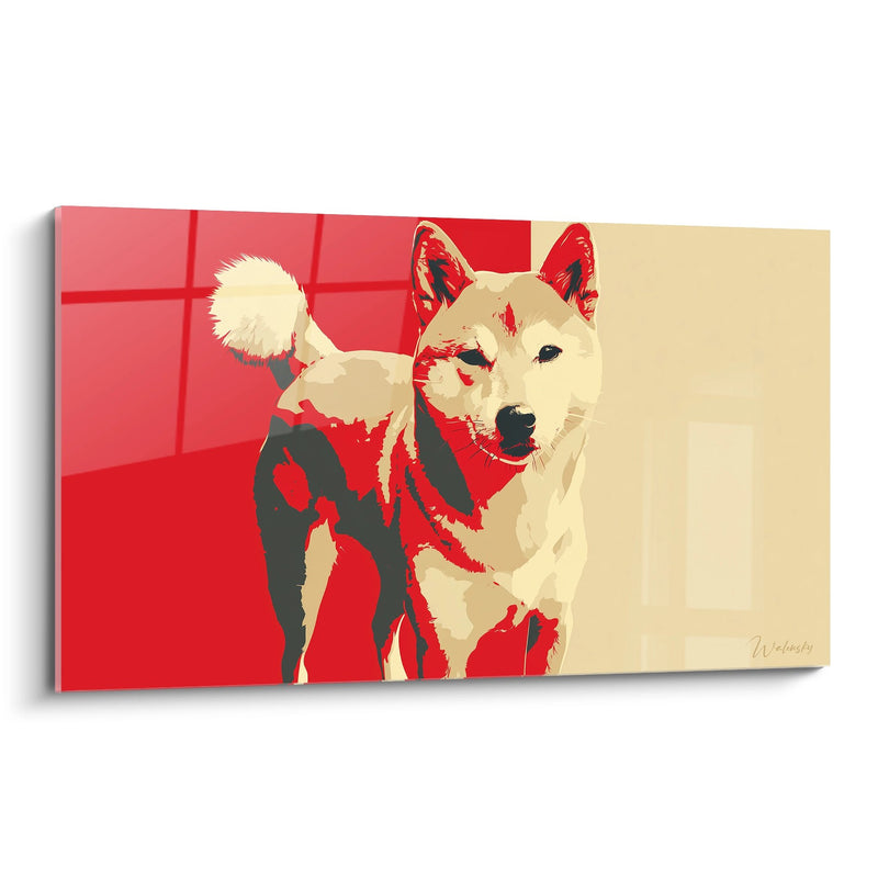 Shiba Inu Pop Art Style Wall Art Red and Beige - Graphic Portrait - Shiba Inu Edition