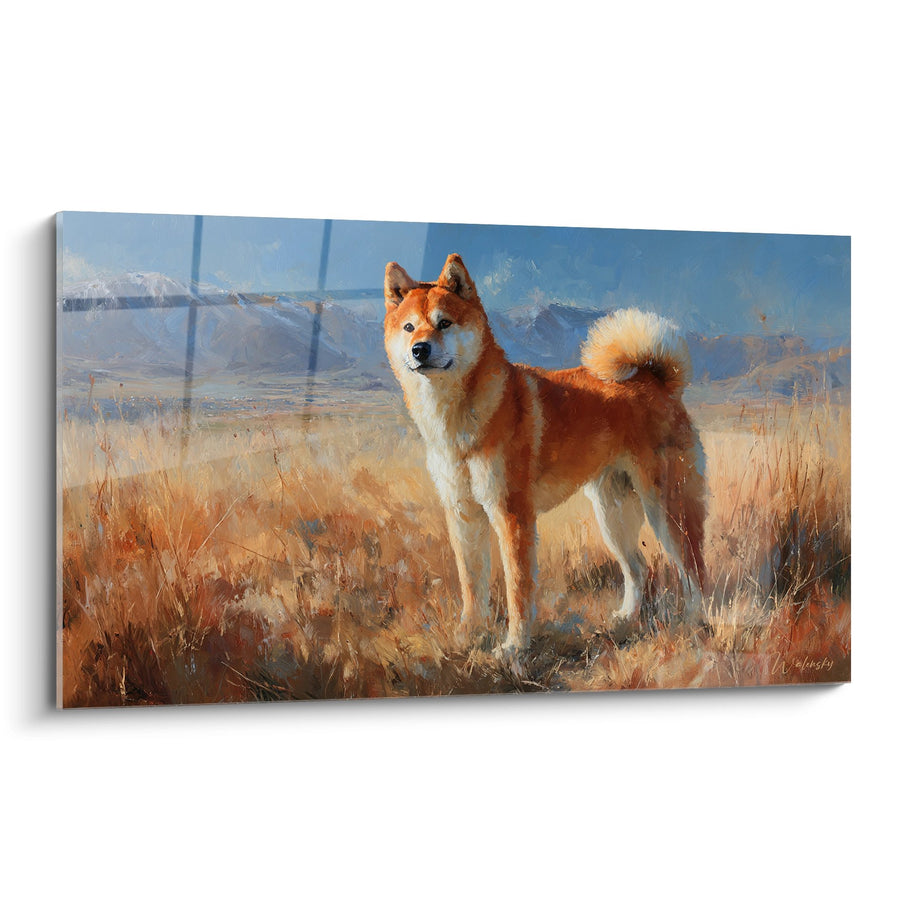 Tableau Shiba Inu Roux dans Prairie Dorée - Regard Sauvage - Edition Shiba Inu