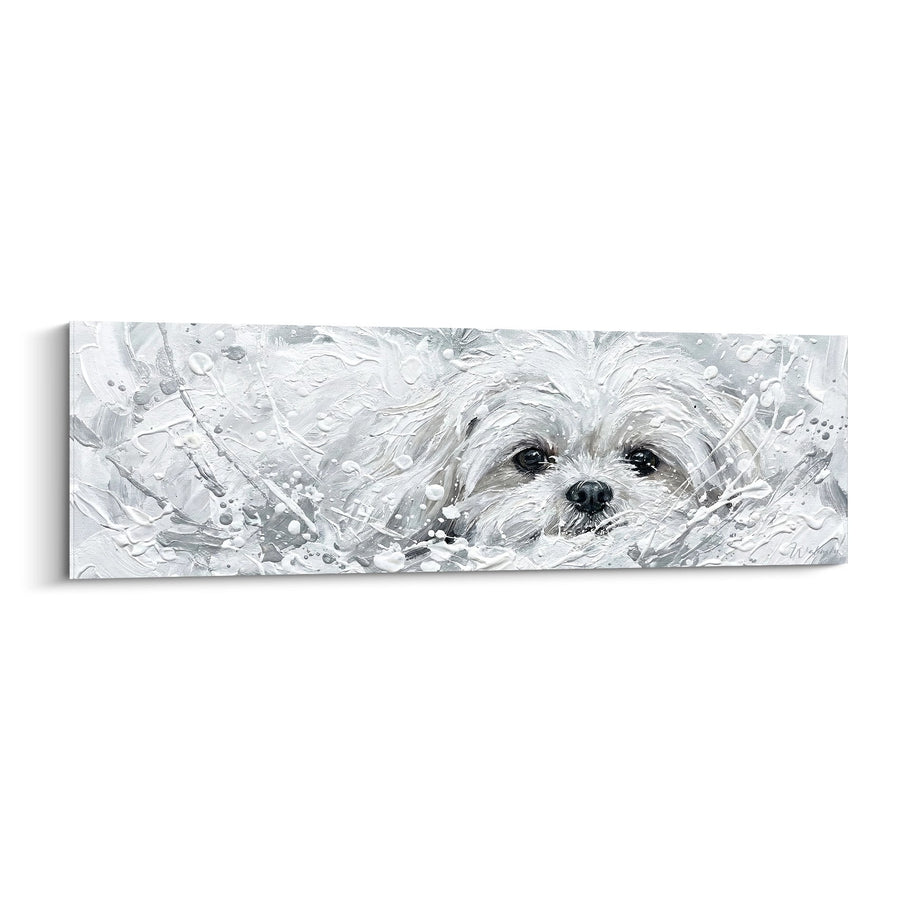 Shih Tzu Painting with Silvery Tones in White Splashes - Pure Emotion - Shih Tzu Edition