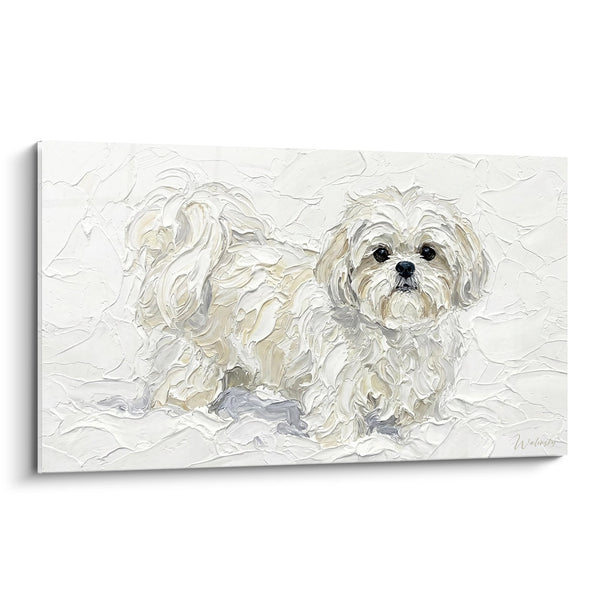 Dog Wall Art with Pearlescent Tones and Thick Texture - Impasto Softness - Shih Tzu Edition