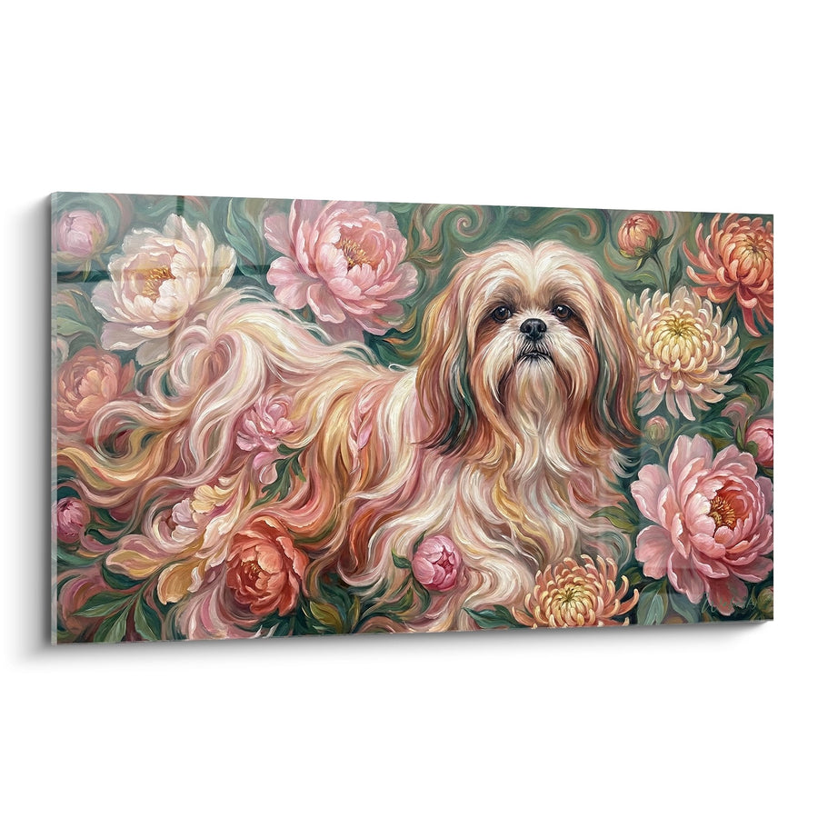 Tableau Shih Tzu aux Tons Floraux - Harmonie Délicate - Edition Shih Tzu