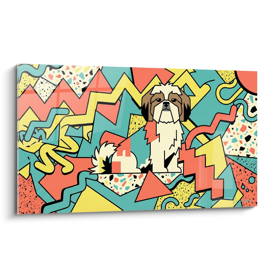 Tableau Chien Graphique aux Couleurs Éclatantes - Explosion Artistique - Edition Shih Tzu