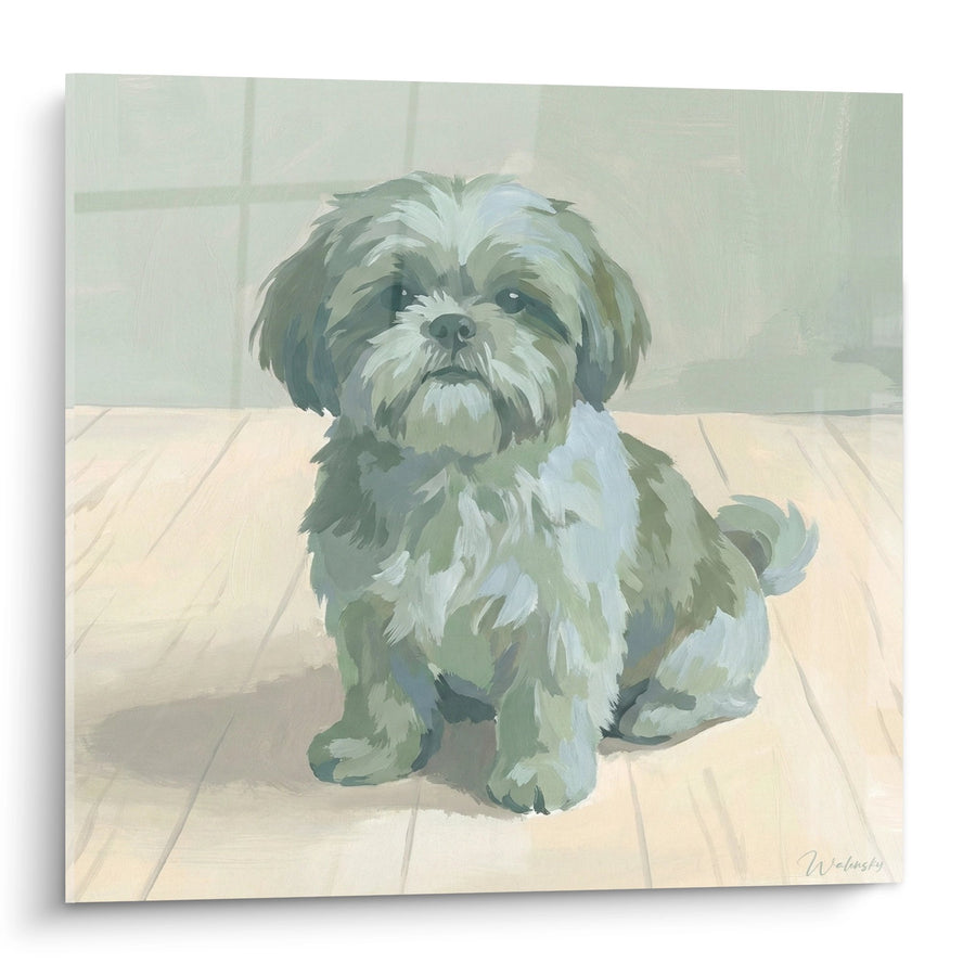 Tableau Petit Chien aux Tons Pastel sur Carrelage - Tendresse Canine - Edition Shih Tzu