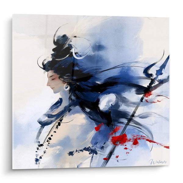 Tableau Shiva au trident bleu et rouge - Méditation du guerrier - Edition Shiva