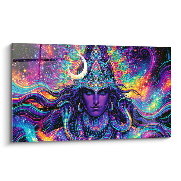 Shiva Purple and Turquoise Painting with Cosmic Cobras - Cosmic Trance - Shiva Edition