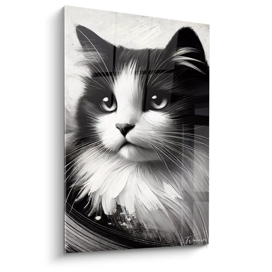Ammira questo quadro gatto in bianco e nero, un affascinante ritratto del felino, visto di profilo. I suoi dettagli minuziosi e il suo realismo lo rendono un'opera perfetta per un interno contemporaneo.