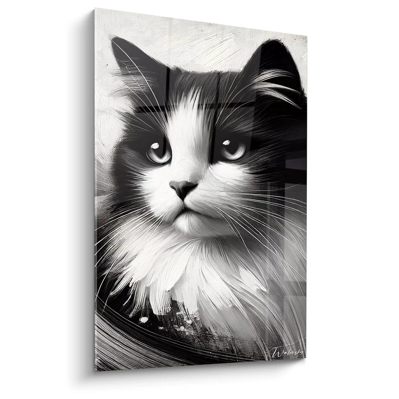 Gemälde Stille in Schwarz und Weiß - Edition Katze Tiere