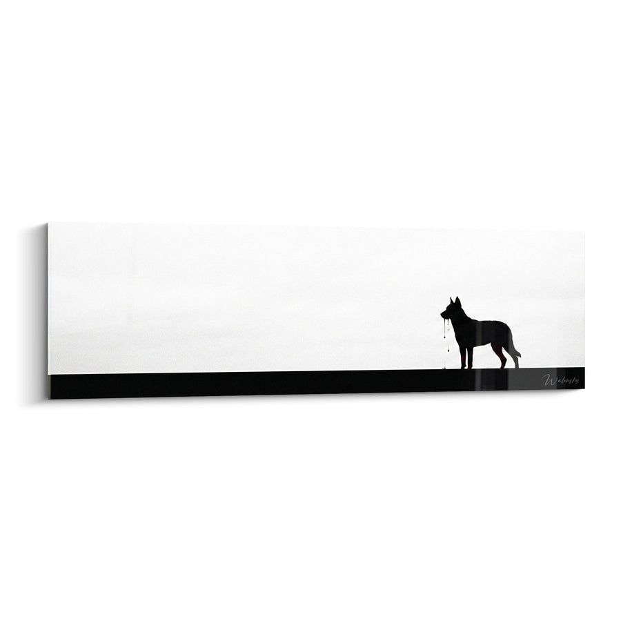 Obraz Sylwetki Czarnego Psa Minimalistyczny - Samotna Elegancja - Edycja Beauceron