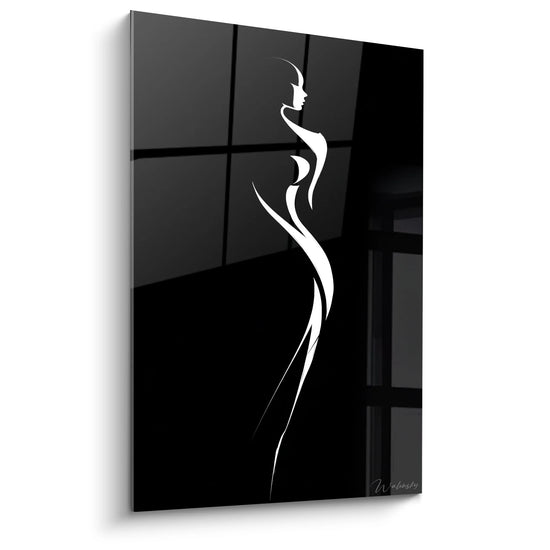 Frauensilhouetten-Gemälde Elegant - Moderne Anmut - Schwarz-Weiß Charakterausgabe