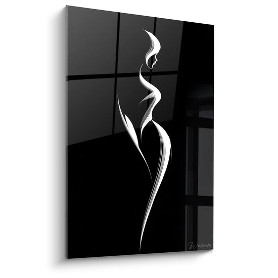 Frauensilhouetten-Gemälde Elegant - Moderne Anmut - Schwarz-Weiß Charakterausgabe
