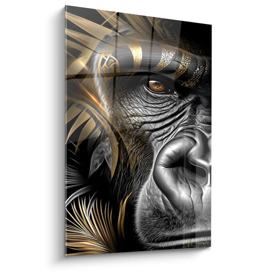 Majestätisches Elefanten-Wandbild mit goldenen Verzierungen, zeitgenössische Kunst aus der Kollektion L'Or Noir