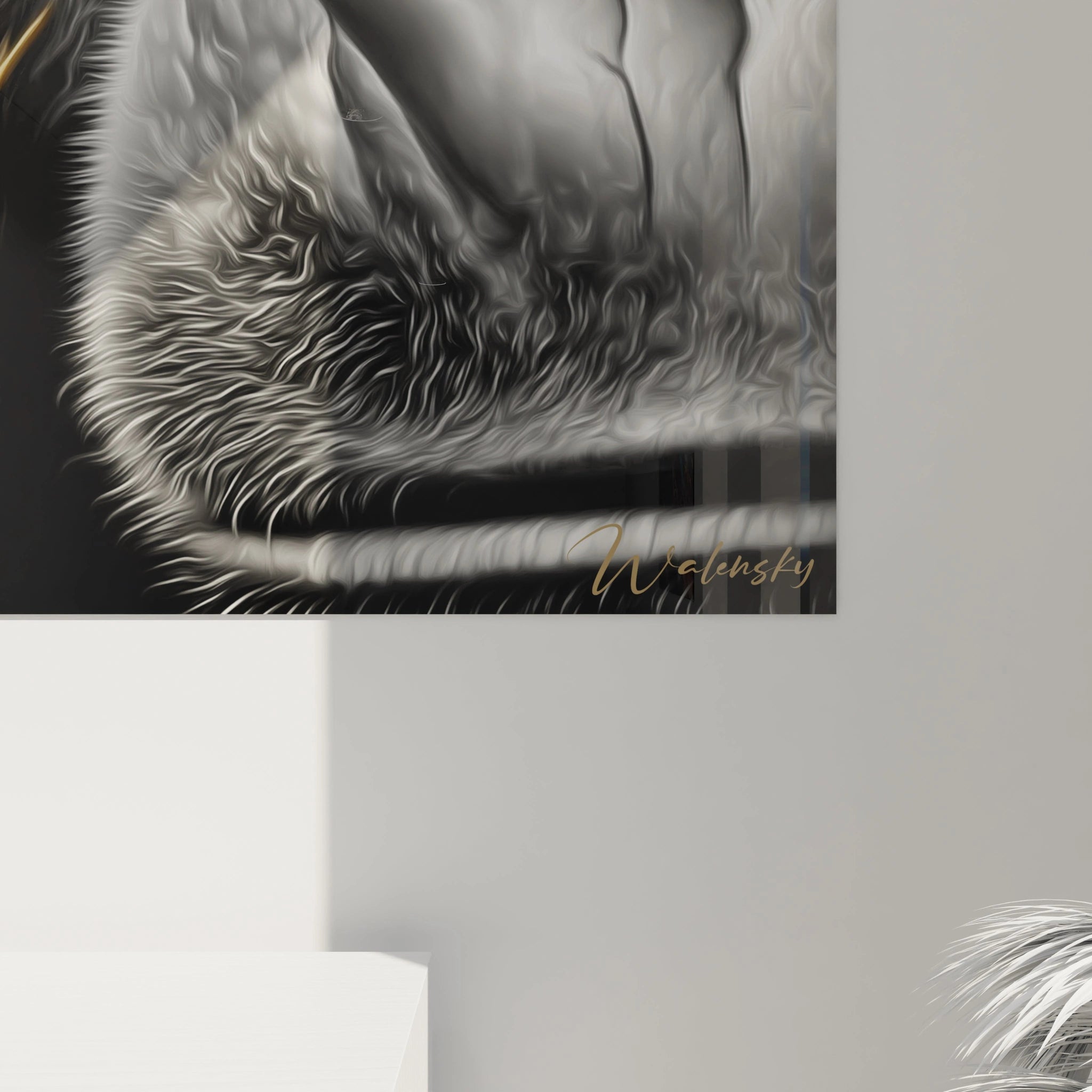 Vue d'ensemble tableau mural éléphant doré, œuvre d'art animalier contemporain premium