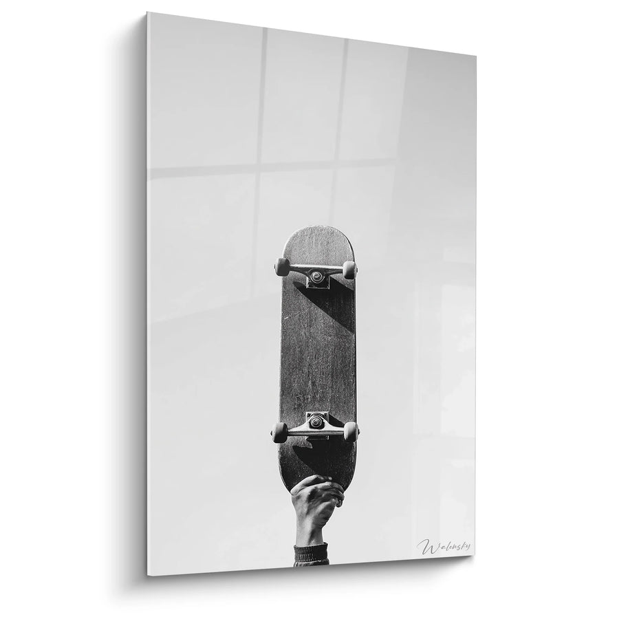 Tableau skateboard main - Passion urbaine - Edition sports noir et blanc