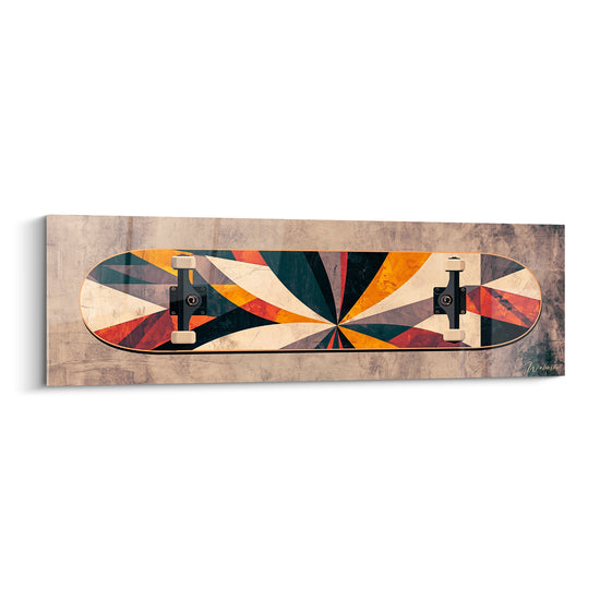 Tableau Skateboard aux rayures ocre et anthracite - Tourbillon graphique - Edition Skateboard
