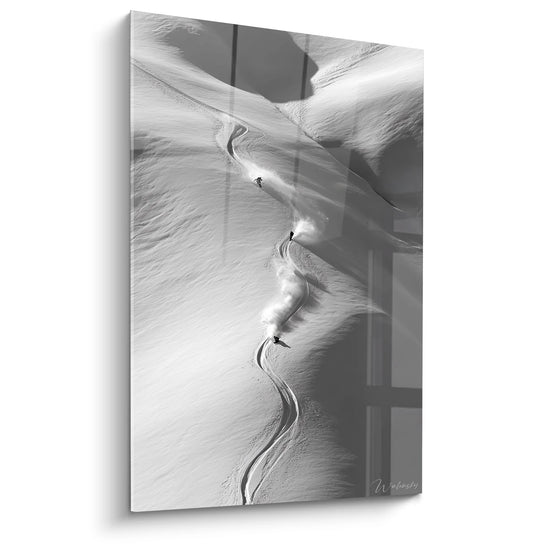 Tableau Ski Hors-piste - Descente Sauvage - Edition sports noir et blanc
