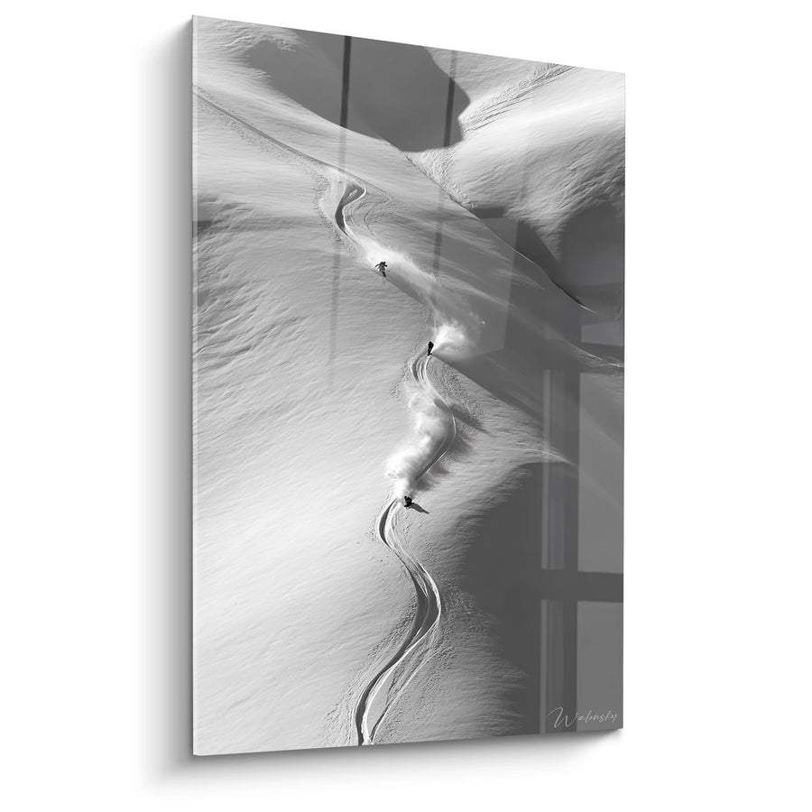 Tableau Ski Hors-piste - Descente Sauvage - Edition sports noir et blanc
