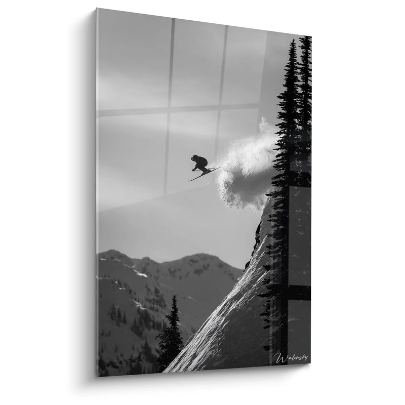 Freestyle Skier Wall Art - Spectacular Jump - Black and White Sports Edition