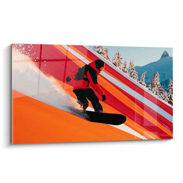 Painting Snowboarder red and orange in full motion - Lightning Glide - Snowboard Edition