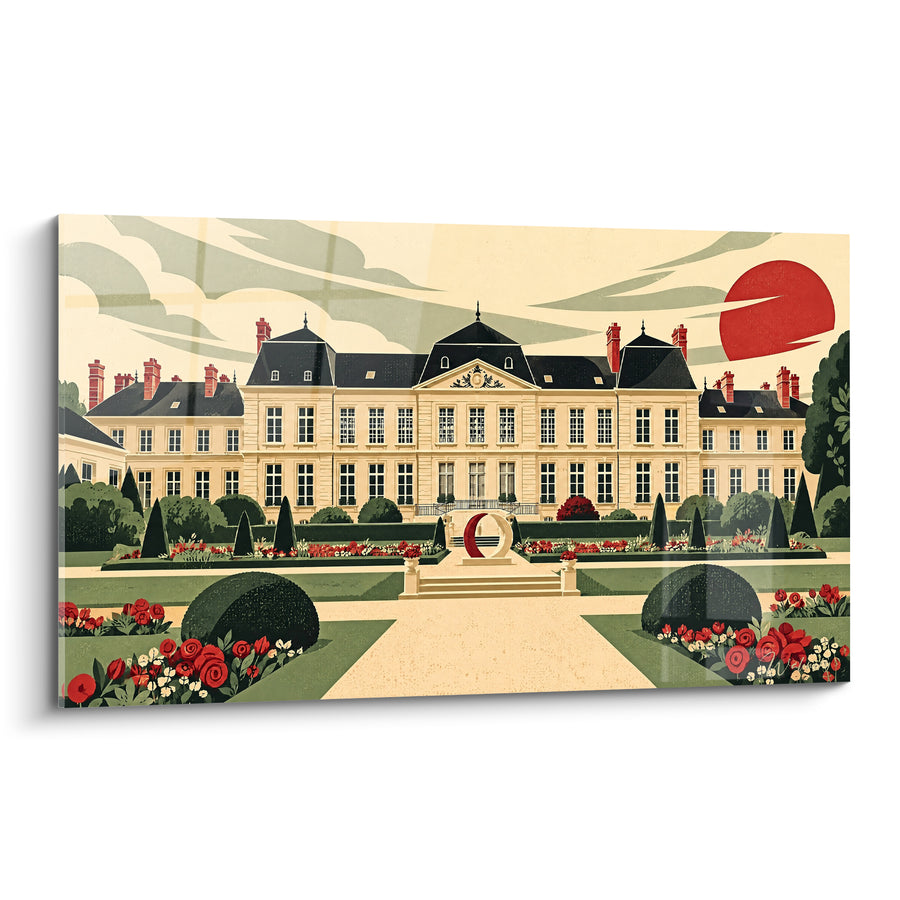 Painting Cream Castle with Rose Gardens - Royal Promenade - Soissons Hauts-de-France Edition