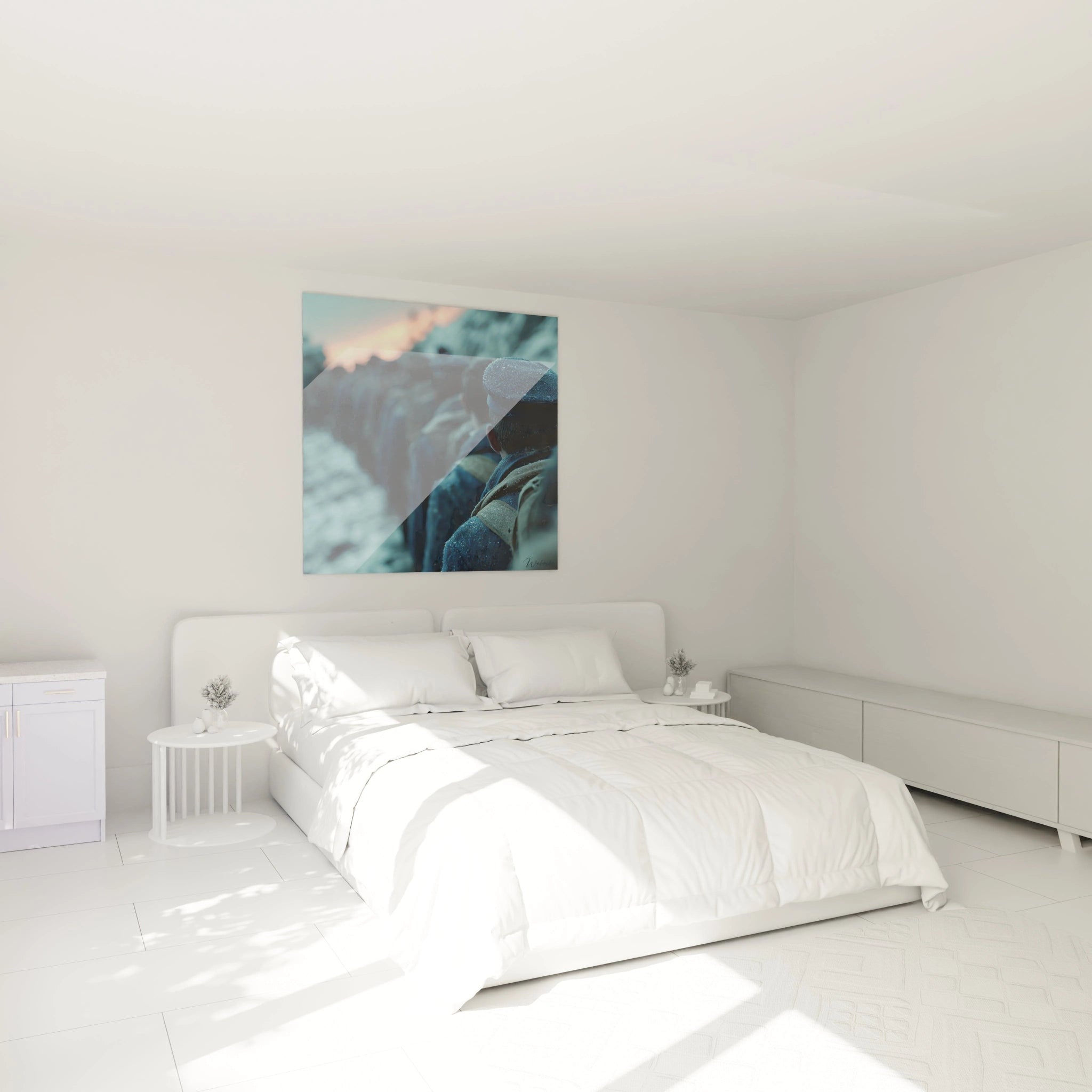 Tableau mural Walensky d un soldat en uniforme sur fond bleu pour décoration de chambre, tableau soldat première guerre mondiale