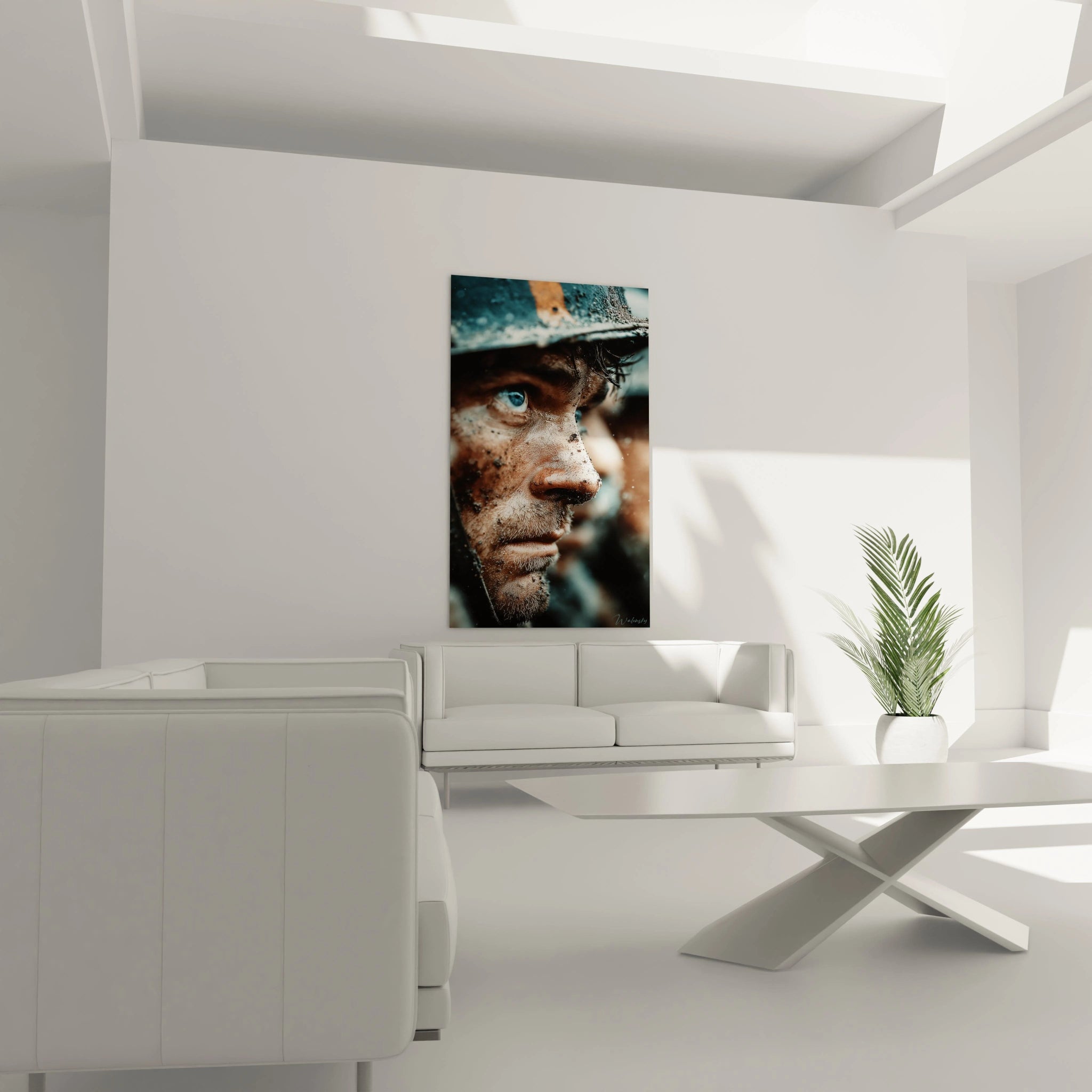tableau soldat première guerre mondiale Walensky gros plan visage boueux de soldat pour décoration murale moderne