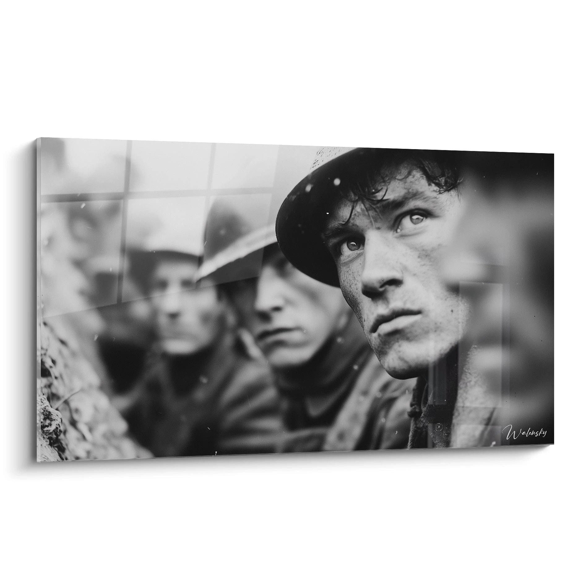 tableau Première Guerre mondiale Walensky tableau mural noir et blanc gros plan soldats dans une tranchée