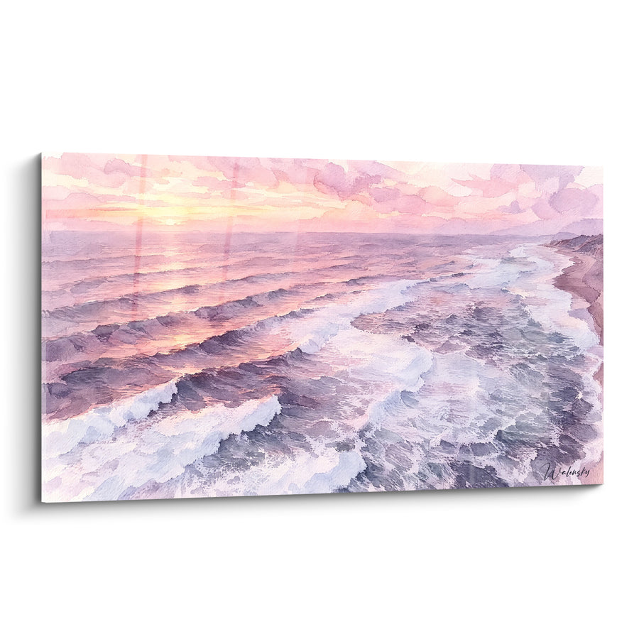 Gemälde Rosa und goldene Wellen in der Dämmerung - Abendruhe - Edition Soorts-Hossegor Nouvelle-Aquitaine Frankreich